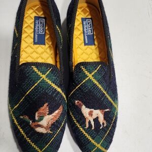 Polo by Ralph Lauren Needlepoint Loafers — Navy, Green, Yellow Nwob, Sz 13